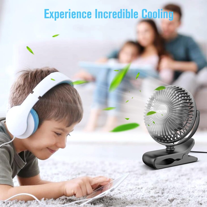 HONYIN 720° Rotation Small Desk & Clip on Fan with
