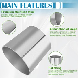 Mandrel Exhaust Bend Elbow Pipe Concentric Reducer Car Exhaust Adapter for Car Piping, Stainless Steel, 2.5 Inch to 3 Inch OD, 2 PCS