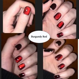 NAILKISS 12ml Dark Red&Burgendy Red Cat Eye Magnetic Gel Polish
