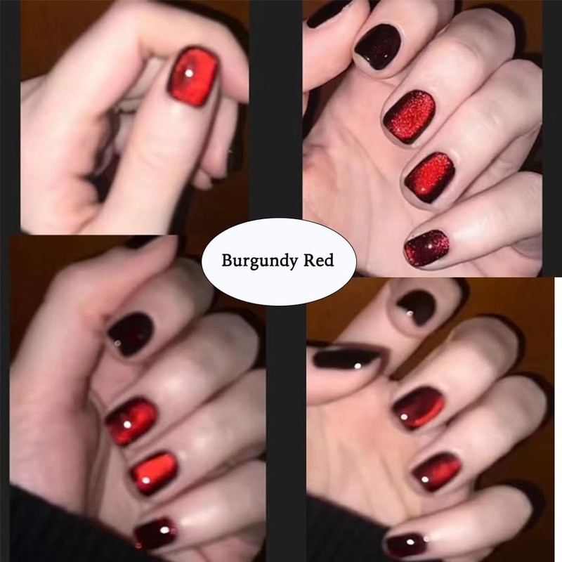 NAILKISS 12ml Dark Red&Burgendy Red Cat Eye Magnetic Gel Polish