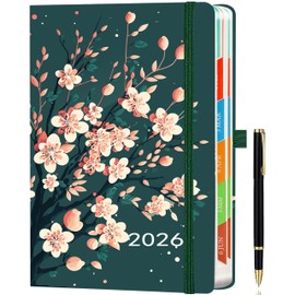 Day by Day 2026 A5 Daily Diary - Day to a Page - Daily Planner, Appointment Calendar, Book Calendar, January to December Year Planner with Colourful Monthly Tabs, Black, Pen Included