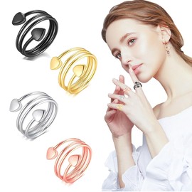 FENQURO Copper Magnetic Rings for Women Men Ultra Strong Magnets 99.99% Pure Copper Adjustable Size Pack of 4