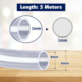 Kesote Clear PVC Tubing Pipe Hose 5 Meters for Home Garden Watering Pump Transfer, 4mm x 6mm