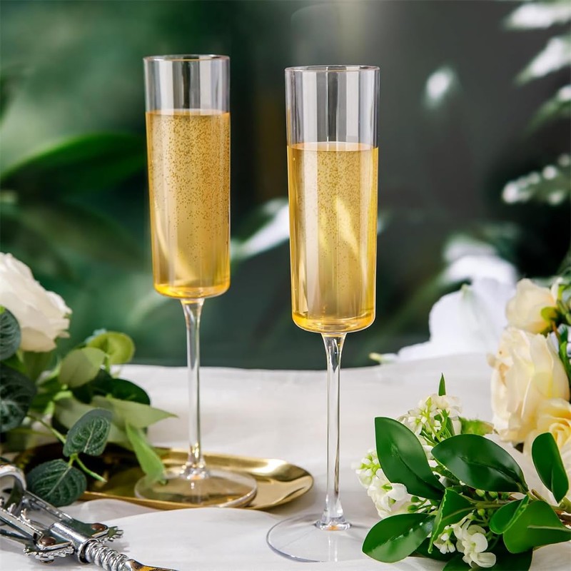 XKONG Plastic Champagne Flutes,6 Oz Unbreakable Goblet Glasses Reusable Champagne