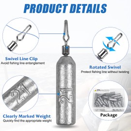 Drop Shot Fishing Weights Pencil Sinkers Weights,No Snag Fishing Weights No Snag Skinny Sinkers Weight for Bass Saltwater Freshwater Fishing, 1/8oz 3/16oz 1/4oz 3/8oz 1/2oz 3/4oz