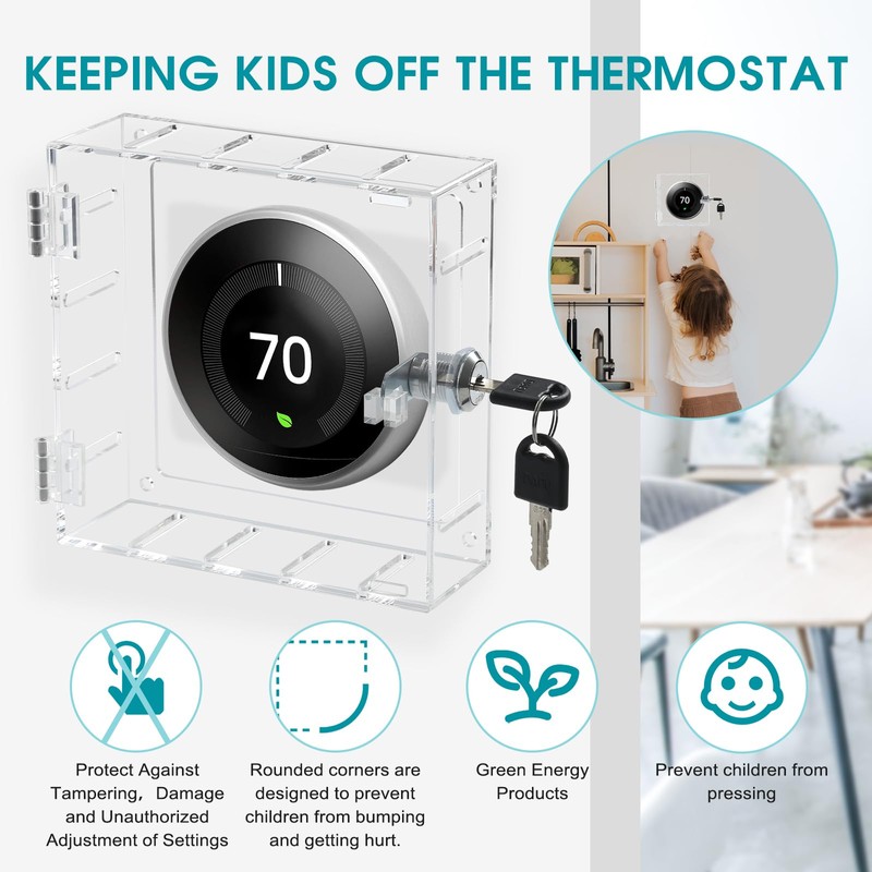 SUTINE Thermostat Lock Box with Key, Universal Thermostat Cover with