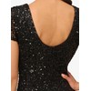 Adrianna Papell Women's Short-Sleeve All Over Sequin Gown, Black, 14