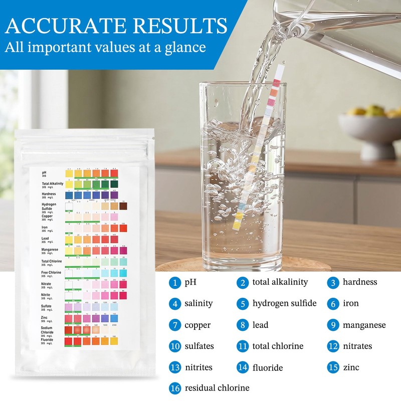 Tester D'acqua Potabile 16 in 1, 30 PCS Test Acqua