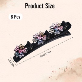 8 Pcs Braided Hair Clips for Women, Sparkling Crystal Pearl Hair Clips Barrettes, Decorative Hair Clip for Braids Bangs, Hairpins with 3 Duckbill Pearl Rhinestone Barrettes for Women and Girls