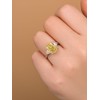 RODIFFY 4CT Simulated Yellow Diamond Engagement Ring,925 Sterling Silver Radiant