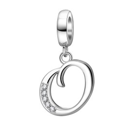 Letter Initial A-z Alphabet Beads Solid 925 Sterling Silver Dangle Crystal Charms European Bracelets (O)