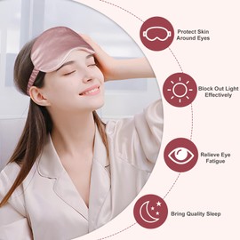 OLESILK Silk-Sleep-Mask Eye-Mask & Blindfold with Double Layer Silk Filling and Elastic Strap for Full Night's Sleep, Travel and Nap, Bonus Free Luxury Bag and Ear Plugs, Candy Pink