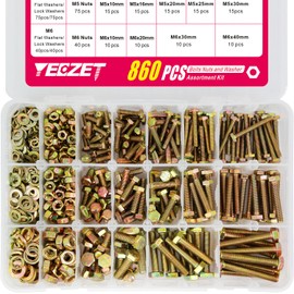 YEEZET 860pcs Grade 8.8 Metric Bolt Assortment Kit,M4 M5 M6 Bolts and Nuts Washers Assortment Set,14 Most Common Sizes,10-40m