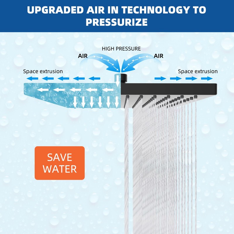 Hibbent Thickness Metal Rain Shower Head, 10 Inch High Pressure