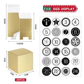 Advent Calendar for Filling, 24 Boxes for Filling, DIY Advent Calendar, Advent Calendar Gift Boxes with Number Stickers, Advent Calendar for Filling Yourself, Gold