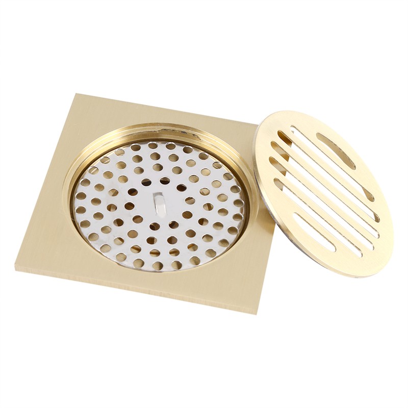 Square Floor Drain Bathroom Shower Waste Grate Brass Constructed Strainer