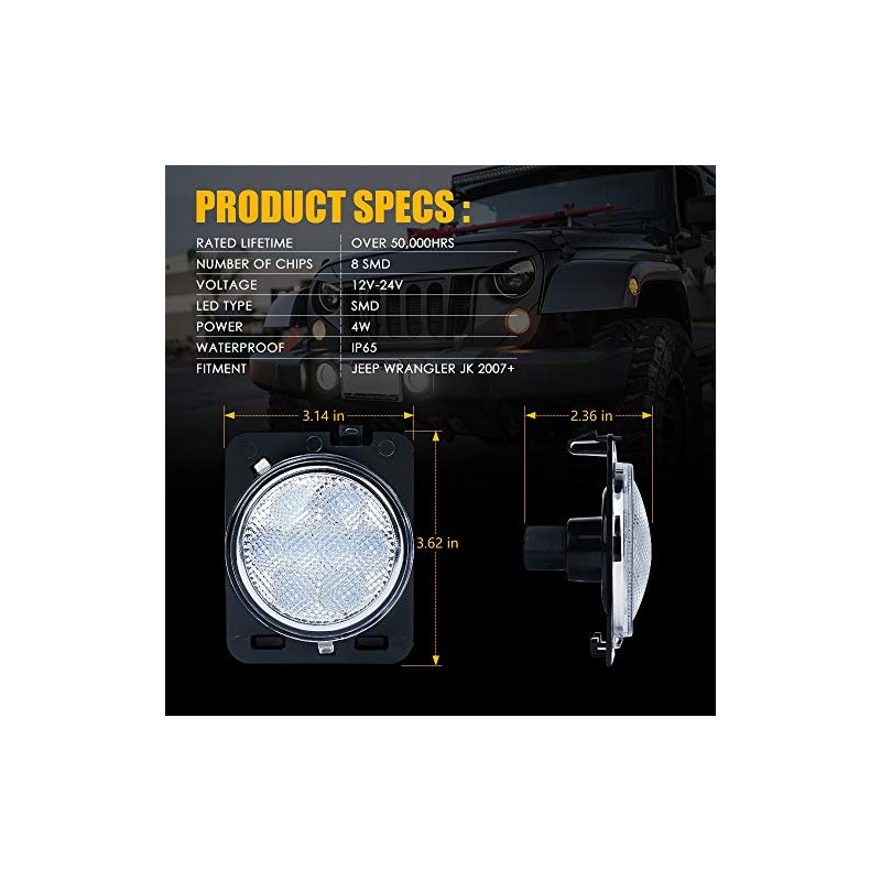 Xprite Luces para Loderas Cuartos Laterales LED Ambar Amarillo con
