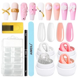 AIMEILI Solid Builder Gel for Gel Nails Set, 4 Colours, Solid Nail Gel Nail Extension Gel Nail Builder Set with Nail Tool Kit