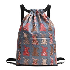 sofarefinish Drawstring Foldable Large Capacity Travel Sports Backpack, Drawstring Foldable Large Capacity Dry-wet Travel Sports Backpack (Rabbit)