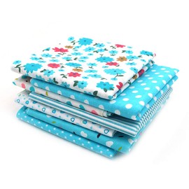 Namvo 7pcs 50 x 50cm Cotton Craft Material Patchwork Pattern Cloths DIY Handmade Sewing Quilting Fabric Different Designs Light Blue Tone
