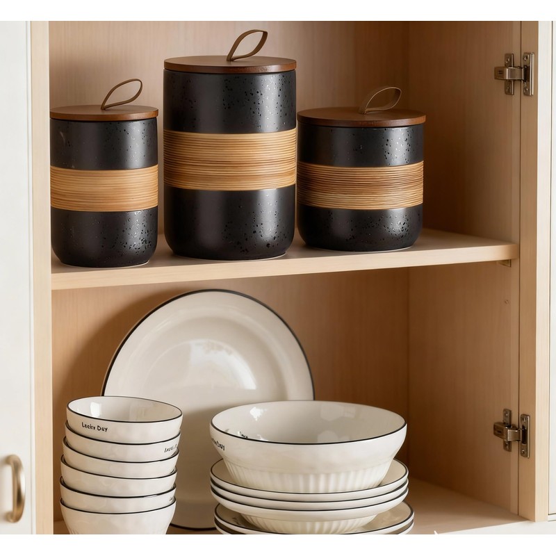 Miamolo Ceramic Jar with Lid, Coffee Container Kitchen Food Storage