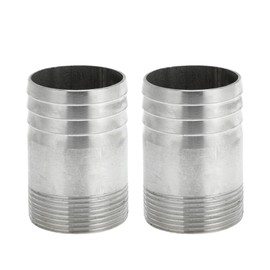 Hihaha Hose Barb Fittings 1.5" Male BSPT Tubing Connector for Air Water Oil Gas Fuel 201 Stainless Steel 2 Pcs Silver Tone