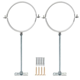 2 Sets 6 Inch Adjustable Pipe Bracket，Heavy Duty Galvanized Iron Stove Pipe Hanger Strap，Wall Support Chimney Pipe Holder，Round Split Ring Vent Conduit Carrier Kit，with All Mounting Screws