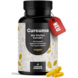 Turmeric Capsules High Dose - 400 Capsules with 700 mg with Curcumin & Piperine - Vegan and with Love from Germany - Curcuma Capsules High Dose