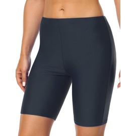 Mycoco Pantalones cortos de natación largos para mujer, UPF 50+, pantalones cortos multifuncionales, gris, 8