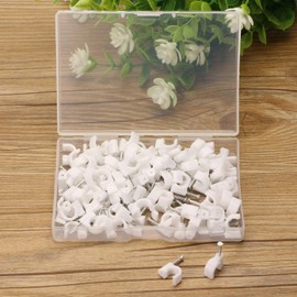 Mini Skater PE Plastic 7 mm Circle Cable Clip C Shaped High Carbon Steel Nails Cable Clips Wire Wall Holder（100pcs White）