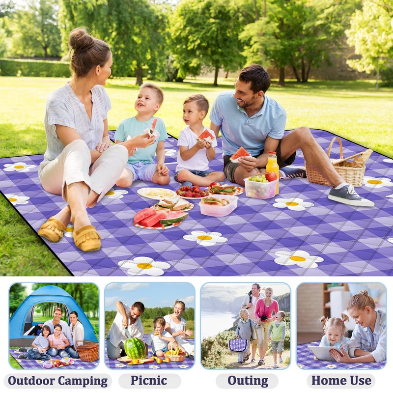 Extra Large Picnic Blanket Waterproof,80"x 80"Foldable Machine Washable Beach Blanket,Outdoor