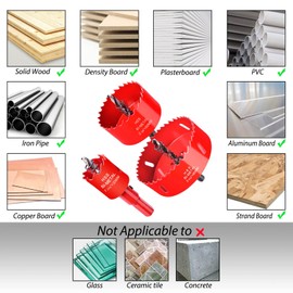 Otutefo Bi-Metal Hole Saw Set, Drill Bit for Wood, Plastic, UPVC, MDF and Plasterboard, Thin Metal Sheets, Durable Can Drill (30 mm, 60 mm, 80 mm / One Each)