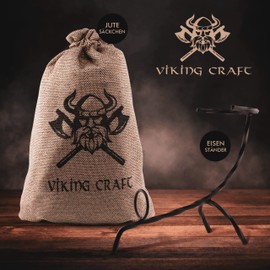 VIKING CRAFT® Drinking Horn Stand [0.5 - 1.0 L] - Robust Drinking Horn Holder for Viking Horns - Drinking Horn Viking Stand Made of Iron, Viking Decoration, Horn Stand Medieval LARP