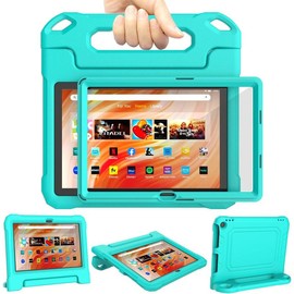 Fire HD 10 & Fire HD 10 Plus Tablet Case(13th/11th Generation, 2023/2021 Release), Lightweight Shockproof Case Built-in Screen Protector with Handle Stand, Not fit Pad - Color: POA-Turquois
