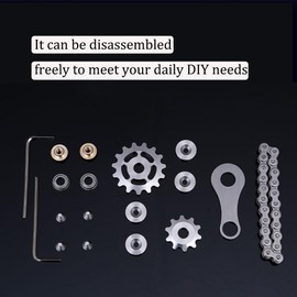 Fidget Chain Spinner, Fidget Cube Gears Linkage Bike Chain Novelty Fidget Block Kinetic Desk Toy Metal EDC Focus Meditation Break Bad Habits ADHD (Silver)