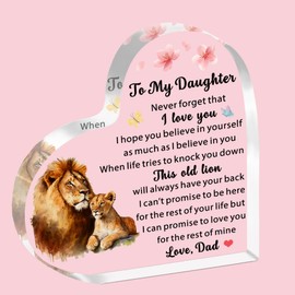 SDOFY Daughter Gifts from Dad Daughter Acrylic Plaque to My Daughter Gifts Father Daughter Gifts Mothers Day Birthday Gifts for Daughter