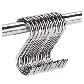 ARTOYS S Hooks 304 Stainless Steel Pack of 20 (65 mm x 4 mm) Hooks for Hanging Metal Hooks, S Hooks for Kitchen, Garden