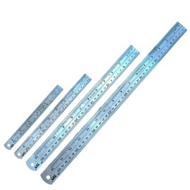 Steel Rulers 6 8 12 16 inch Pack of 4 Imperial and Metric Systems Thick Metal,Deeper and Clear Scale