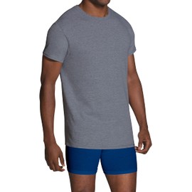 Fruit of the Loom Men's Lightweight Active Cotton Blend Undershirts, Crew-8 Pack-Black/Grey, Large, Crew - 8 Pack - Black/Grey