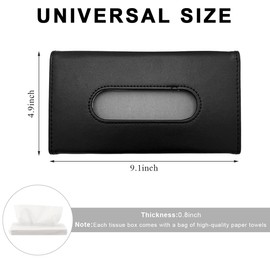 ZNDAW Car Tissue Holder, Vehicle Sun Visor Napkin Box Hanging Paper Towel Dispenser with Tissues Refill, Leather Backseat Paper Towel Case Visor Napkin Storage Holder for Most Cars (Black)
