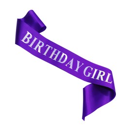 Birthday Girl Sash, Purple Satin Silver Iridescence Glitter Birthday Sash, Happy Birthday Princess Party Decorations, Women's Birthday Party Supplies, 16, 18, 21, 30, 40 or Any Other Birthday Party