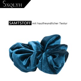 SXQLYH Scrunchie Velvet Velvet Elastics, Large Hair Scrunchie, Thick Soft Comfortable Velvet Hair Scrunchies, Ponytail Holder, Winter Hair, Bobble for Women, Thick Long Hair (Blue)