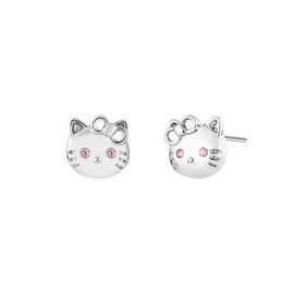 2D Kitty Cat Stud Earrings Jewelry with 925 Sterling Silver Back Posts