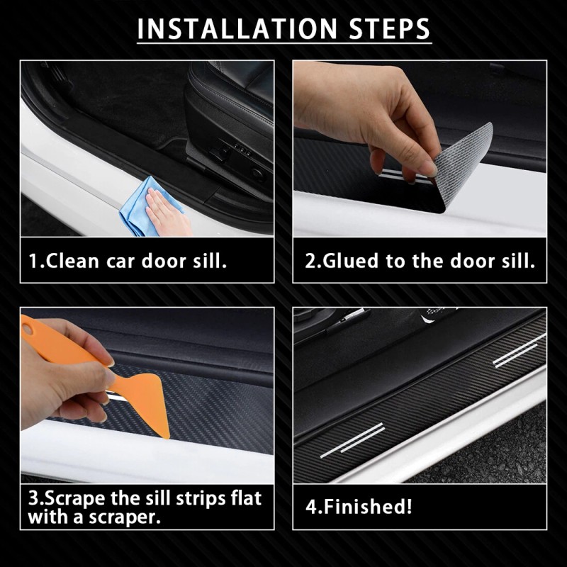 Unbranded 4pcs Cab Door Step Sill Plate Cover Protectors For