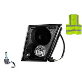 KOZAK Bumper Fog Light Black Halogen OE# 20737500 (Left Driver Side) Single Bulb Compatible with V0lv0 VNL 2004-2017 PLUS Logo Emblem, 1x 881 LED Bulbs Vest