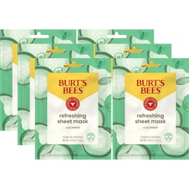 Burt's Bees Back To School Dorm Essentials, Refreshing Sheet Face Mask with Cucumber, Pack of 6