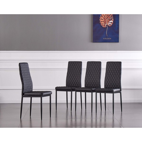JT Modern Minimalist Dining Chair Fireproof Leather Sprayed Metal Pipe