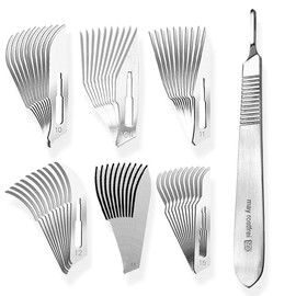 May - Set of 10 Scalpel Blades Figure 3 in 6 Different Designs + 1 x May Scalpel Holder 13 cm Long Stainless Steel