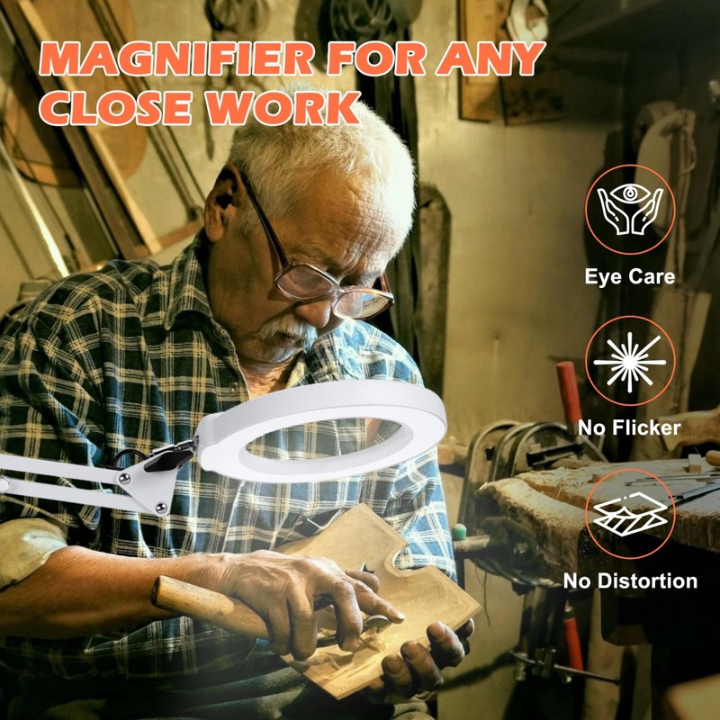 MagnieOpti 10X Magnifying Glass with Light and Stand, Real Glass