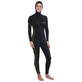 Women Full Body Stinger Suit Hooded UV Swimsuit + Pocket UPF50+ Chlorine Resistant Black XS